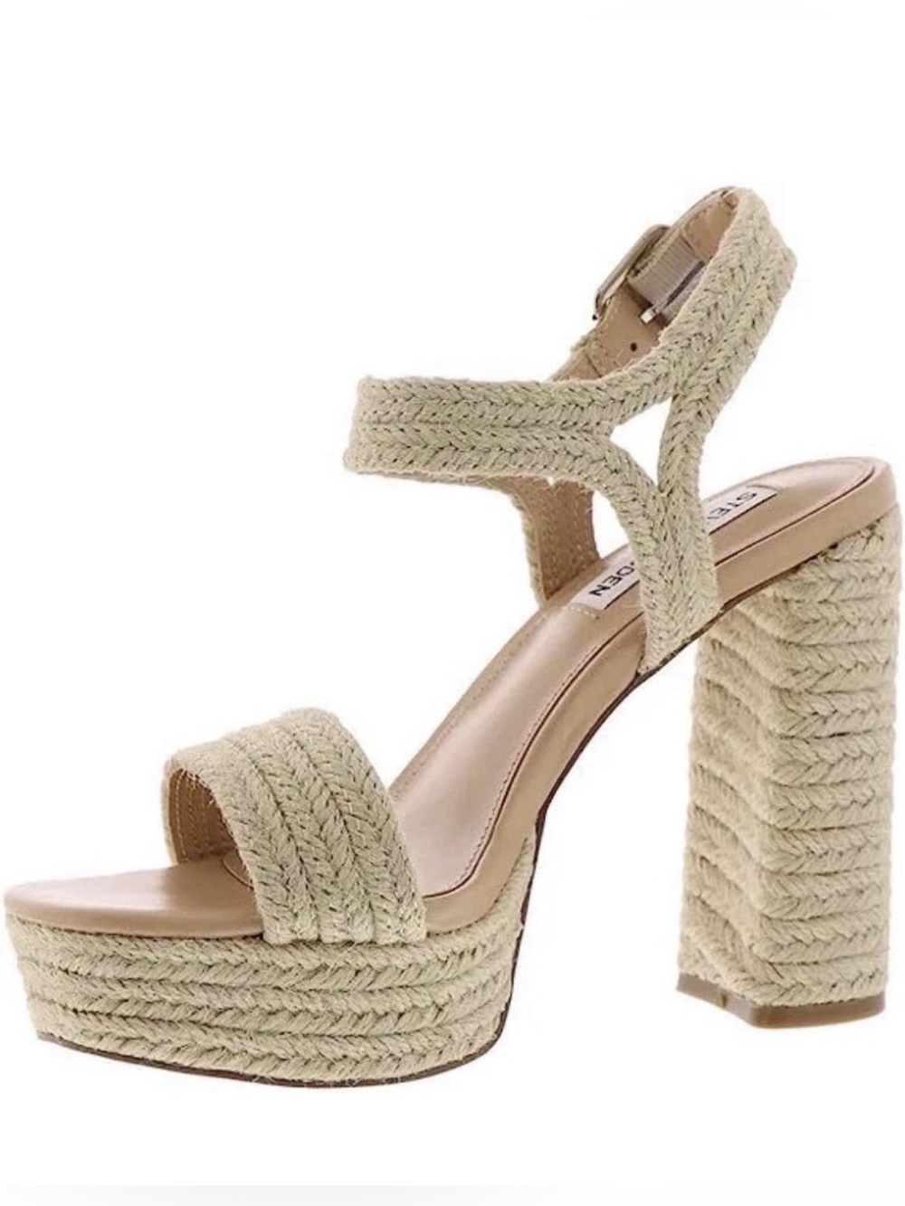Steve Madden Women’s Lombardo Heeled Sandal, Natural color. Size 9.5